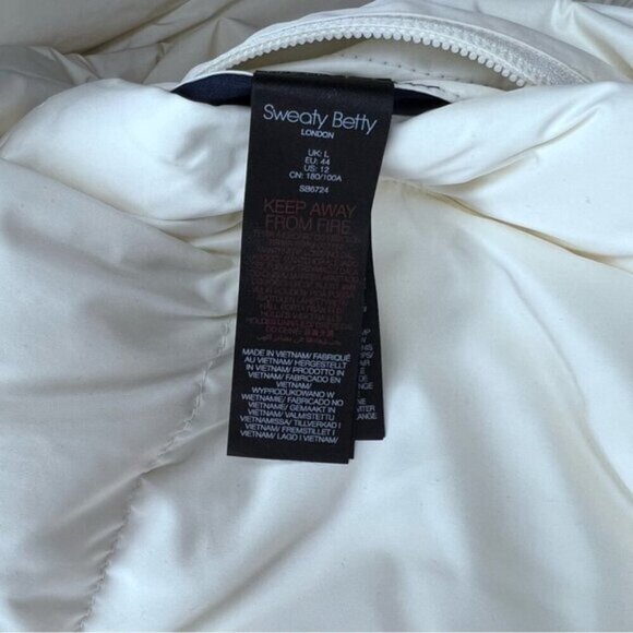 Sweaty Betty Downfill Puffer Reversible Jacket Navy White Large - Picture 13 of 13